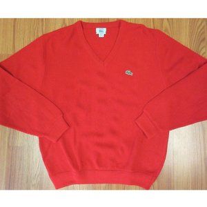 VTG LACOSTE Mens ACRYLIC SWEATER RED Sz LARGE, L